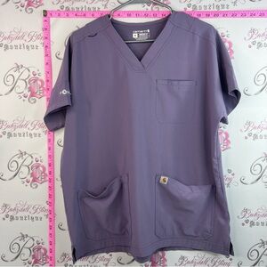 Carhartt Lavender V-Neck Scrub Top with Patch Pockets